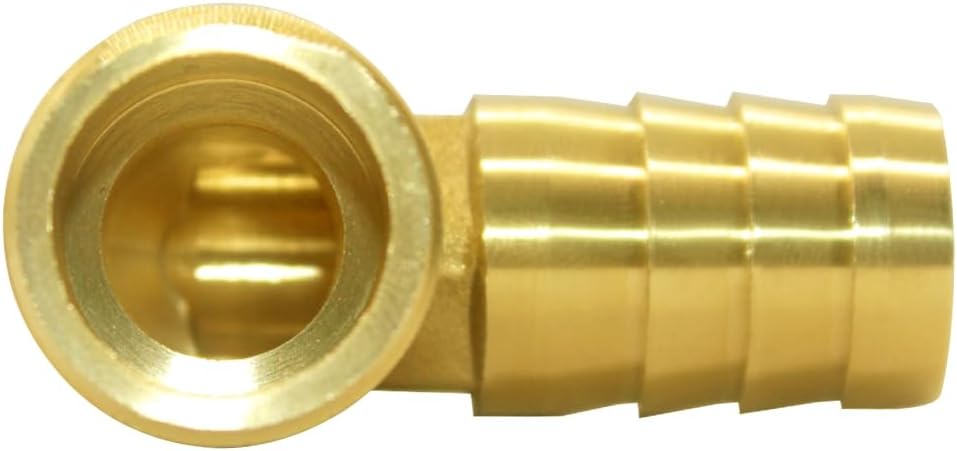 Brass Hose Fitting, 90 Degree Elbow, 1/2" Barb x 3/8" NPT Male Pipe Water/Fuel/Air (Pack of 2)