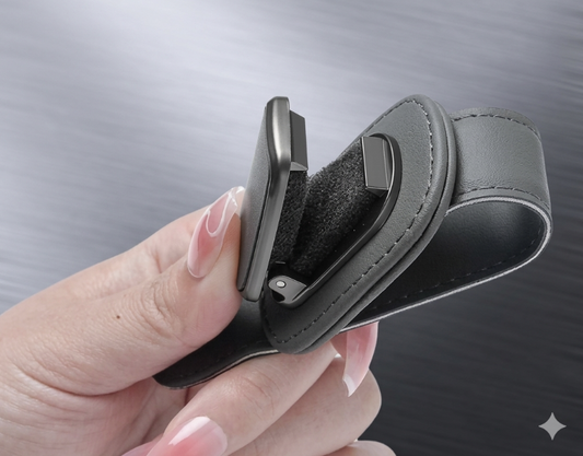 LuxRide™ Universal Magnetic Leather Car Visor Sunglasses Hanger