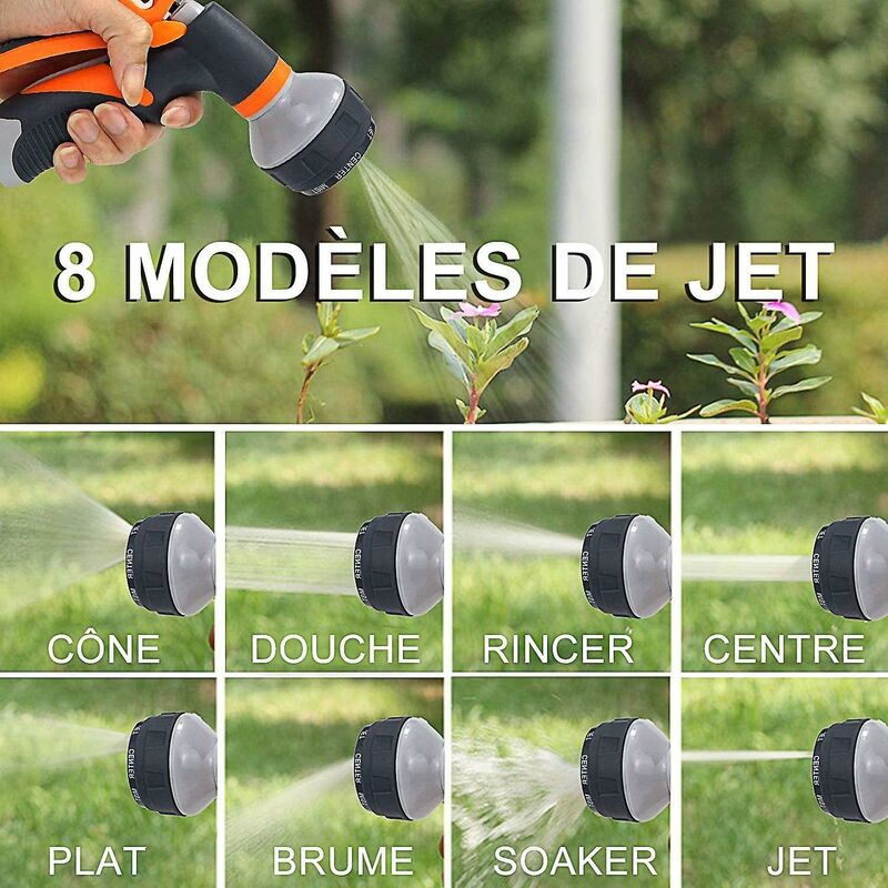 Garden Hose Nozzle, 8 Watering Modes Multifunctional Garden Sprayer, Comfort Plastic Spray Gun, Ideal Car Wash, Lawn
