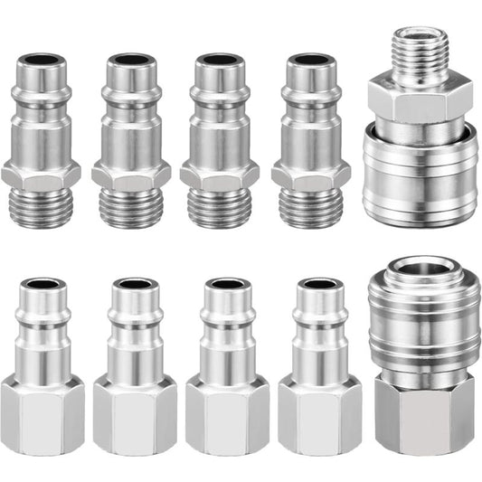 1/4" Bsp Pneumatic Quick Connector, 10 Pieces European Air Compressor Fitting, Compressor Connector For Pneumatic Hose