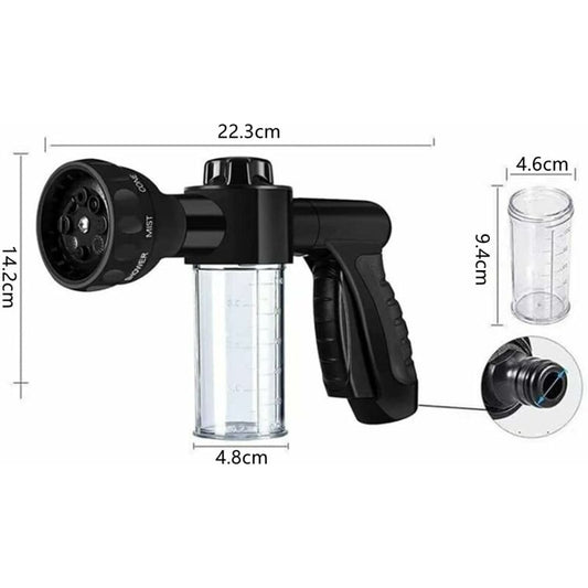 With 8 Watering Modes Garden Foam Sprayer Garden Hose Nozzle Soap Dispenser Gun For Car Washing, Plant Watering And Pet