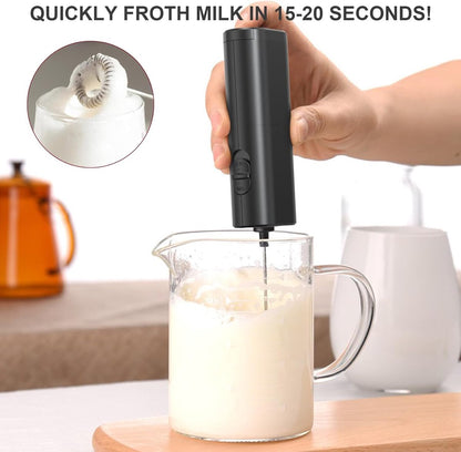 Milk Frother - Milk Frothers - Manual Milk Frother - Electric Milk Frother - Functional Electric Milk Frother - Portable Electric Milk Frother - With Whisk - For Coffee, Matcha, Latte and Cappuccino
