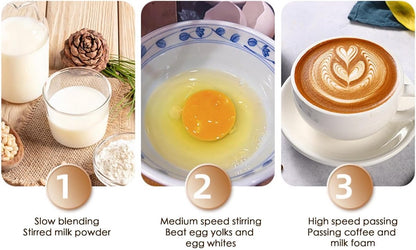 Milk Frother - Electric Milk Frother - Manual Milk Frother - Rechargeable Milk Frother - Mini Whisk - 3-Speed USB Rechargeable Milk Frother - For Lattes, Cappuccinos, Coffee Cream, Hot Chocolate Eggs - Milky White