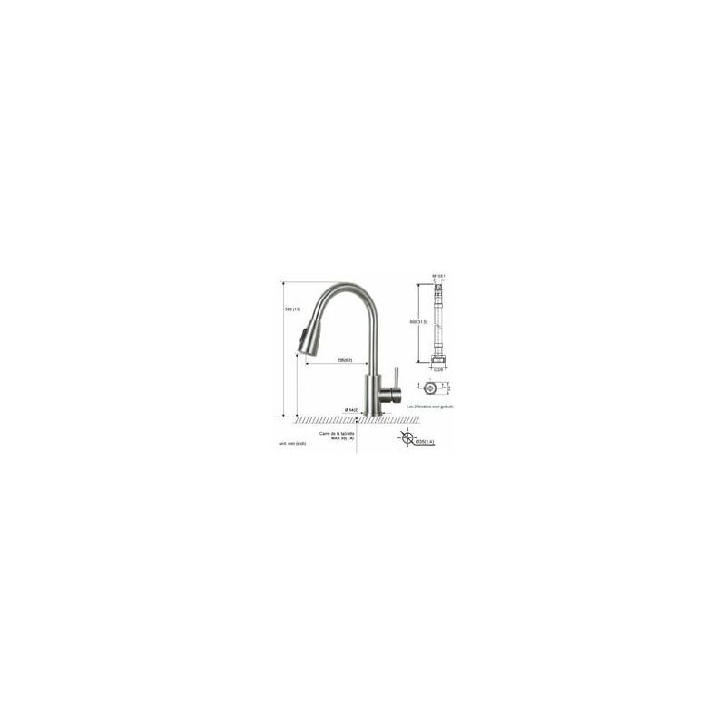 304 Stainless Steel Pull Out Kitchen Sink Mixer Faucet 360 Degree Rotatable
