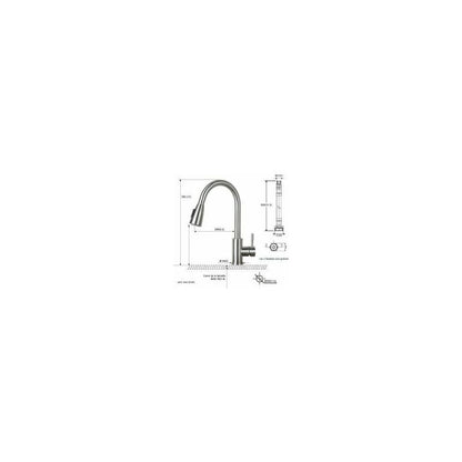 304 Stainless Steel Pull Out Kitchen Sink Mixer Faucet 360 Degree Rotatable