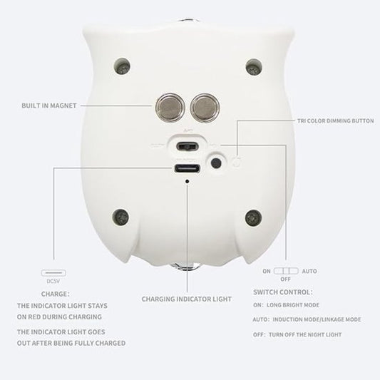 Night light - Mood lamp - LED lighting - Night lamp - LED cabinet light and stair light with sensor - Two-tone - USB rechargeable night light - Magnetic mounting - For children's room, bedroom, hall or corridor, etc. (White)