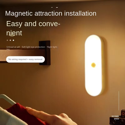 Closet Lighting - Night Light with Motion Sensor - LED Lamp - Kitchen Lighting - Stair Lighting - Wireless - Wardrobe Lighting - Indoor Wall Lamp - Bedside Lamp - Bedroom Accessories - Magnetic - Warm White Light - White - 1 Piece