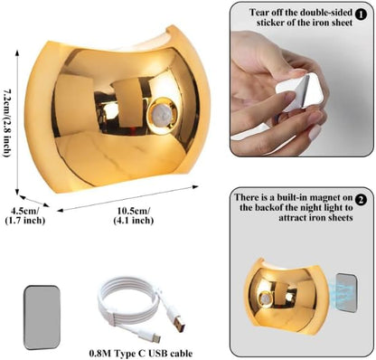 Indoor Wall Lamp - Night Light with Motion Sensor - Wireless LED Wall Light - Rechargeable Wall Lamp - Stair Lighting - Closet Lighting - Bedroom Lamp - USB Rechargeable - Magnetic -Warm White Light - Dark Wood - 1 Piece