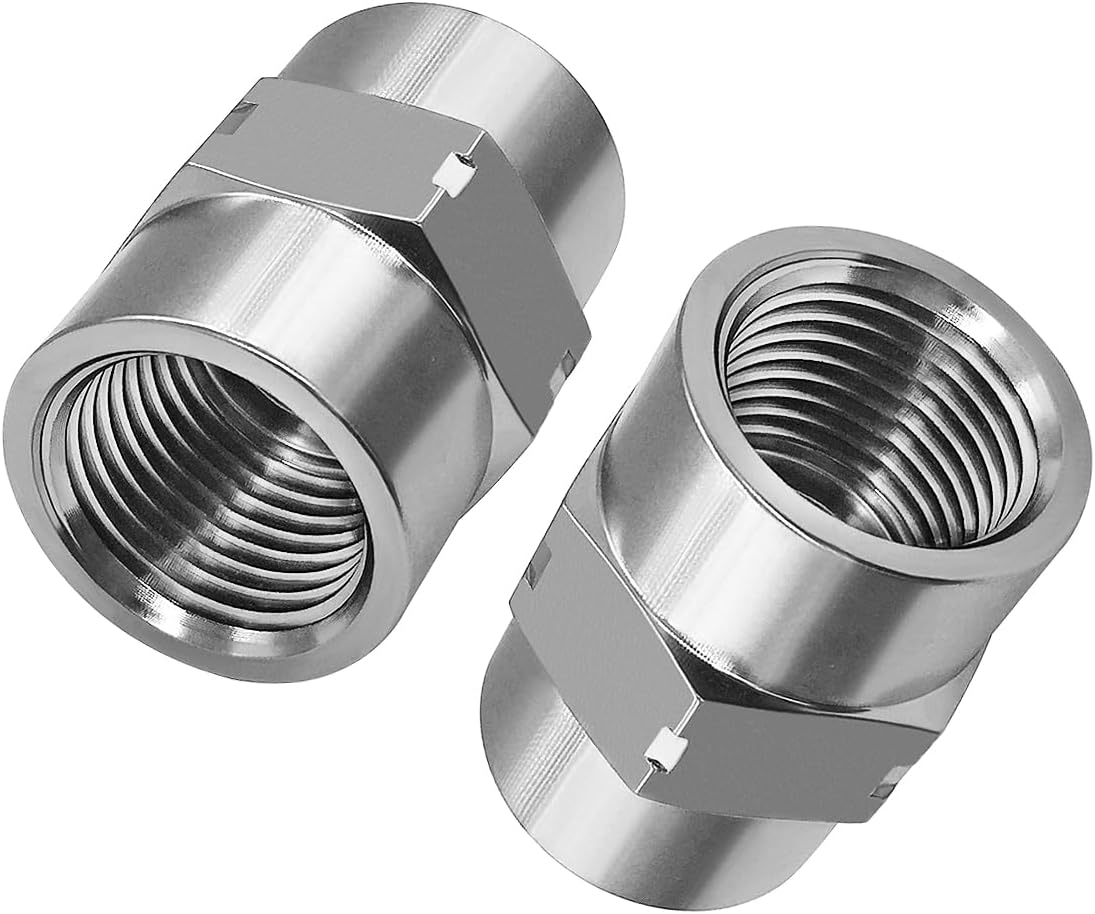 Stainless Steel Coupling Adapter 1/2" NPT Female x 1/2" NPT Female Hex Coupler Pipe Fitting for Air Water Gas Oil(Pack of 2)