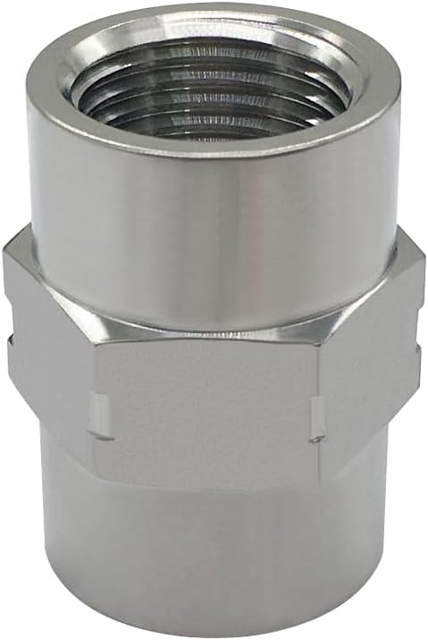 Stainless Steel Coupling Adapter 1/2" NPT Female x 1/2" NPT Female Hex Coupler Pipe Fitting for Air Water Gas Oil(Pack of 2)