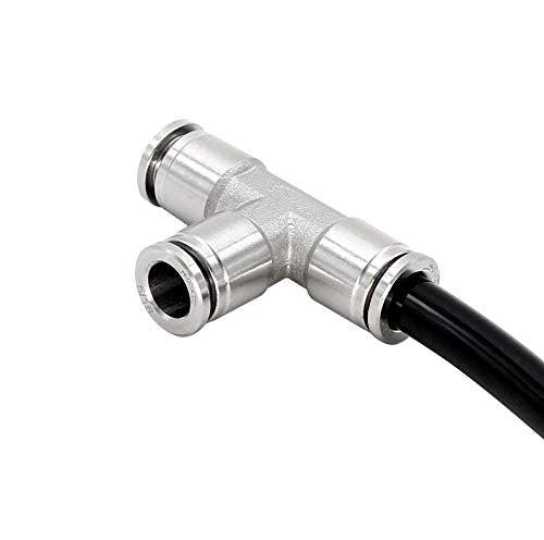 Union Tee 1/4", 304 Stainless Steel 3 Way Tee Air Tank Air Bags for Truck Pneumatic Fitting Transfer Kit Air Line Tubing Hose Tube