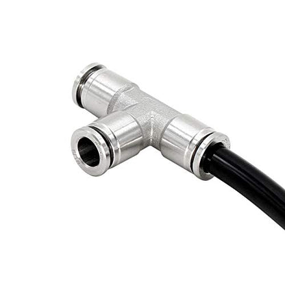 Union Tee 1/4", 304 Stainless Steel 3 Way Tee Air Tank Air Bags for Truck Pneumatic Fitting Transfer Kit Air Line Tubing Hose Tube