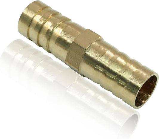 6Pcs Brass Hose Barb Fitting, 1/2" to 1/2" Barb Splicer Mender Hose Fittings Brass Hose Barb Adapter with Pipe Hose Clamp for Air Water Fuel Oil
