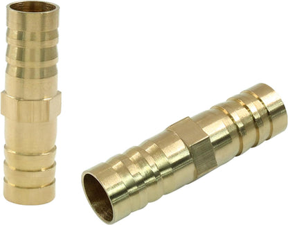 6Pcs Brass Hose Barb Fitting, 1/2" to 1/2" Barb Splicer Mender Hose Fittings Brass Hose Barb Adapter with Pipe Hose Clamp for Air Water Fuel Oil