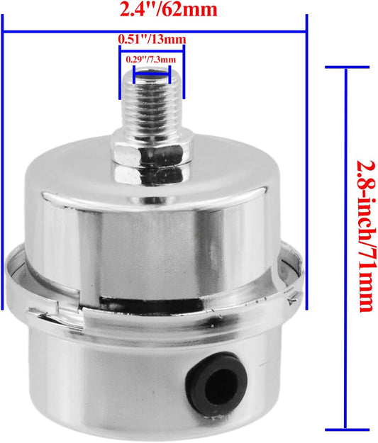Air Compressor Filter 1/4" Thread Air Compressor Intake Filter Sound Muffler Accessories for Blowers, Boilers, Generators,Silver -2pcs
