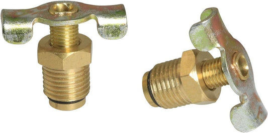 2PCS 1/4 Brass Air Hose Fitting Air Compressor Blowdown Valve NPT Male External Drain Cock Drain Switch With Handle