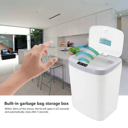 Sensor Trash Bin Touchless 16L White Automatic Motion Kitchen Rubbish Can