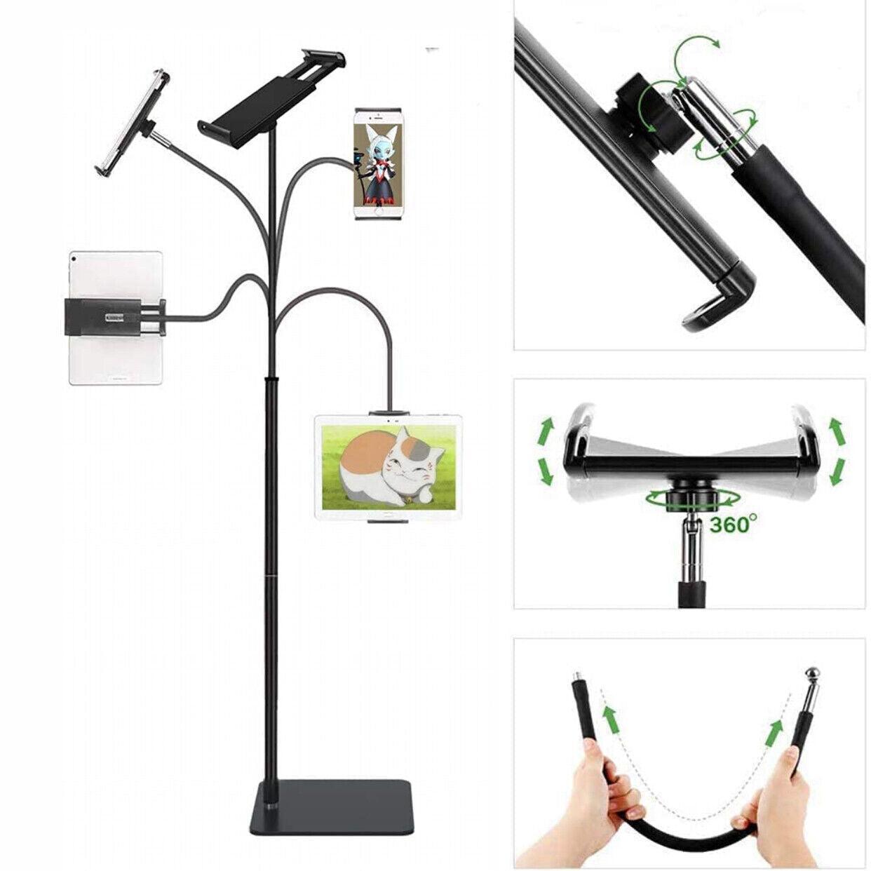 Adjustable Floor/Desk Stand Bed Lazy Mount Holder Arm Bracket For Phone Tablet - 6.5-9cm White(Desk Stand)