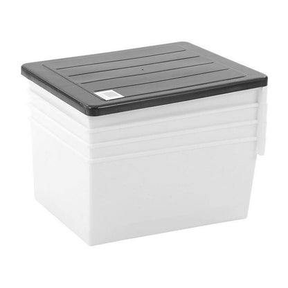 MEGA 4 Tier Drawer Storage Shelf Unit Organiser Plastic Level Office Cabinet in Black/White