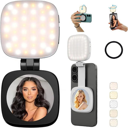 SnapGlow Portable Magnetic Selfie Ring Light with Mirror
