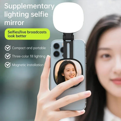 SnapGlow Portable Magnetic Selfie Ring Light with Mirror