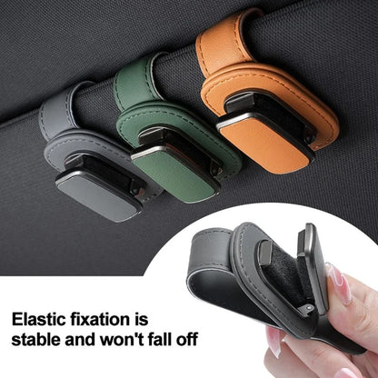 LuxRide™ Universal Magnetic Leather Car Visor Sunglasses Hanger