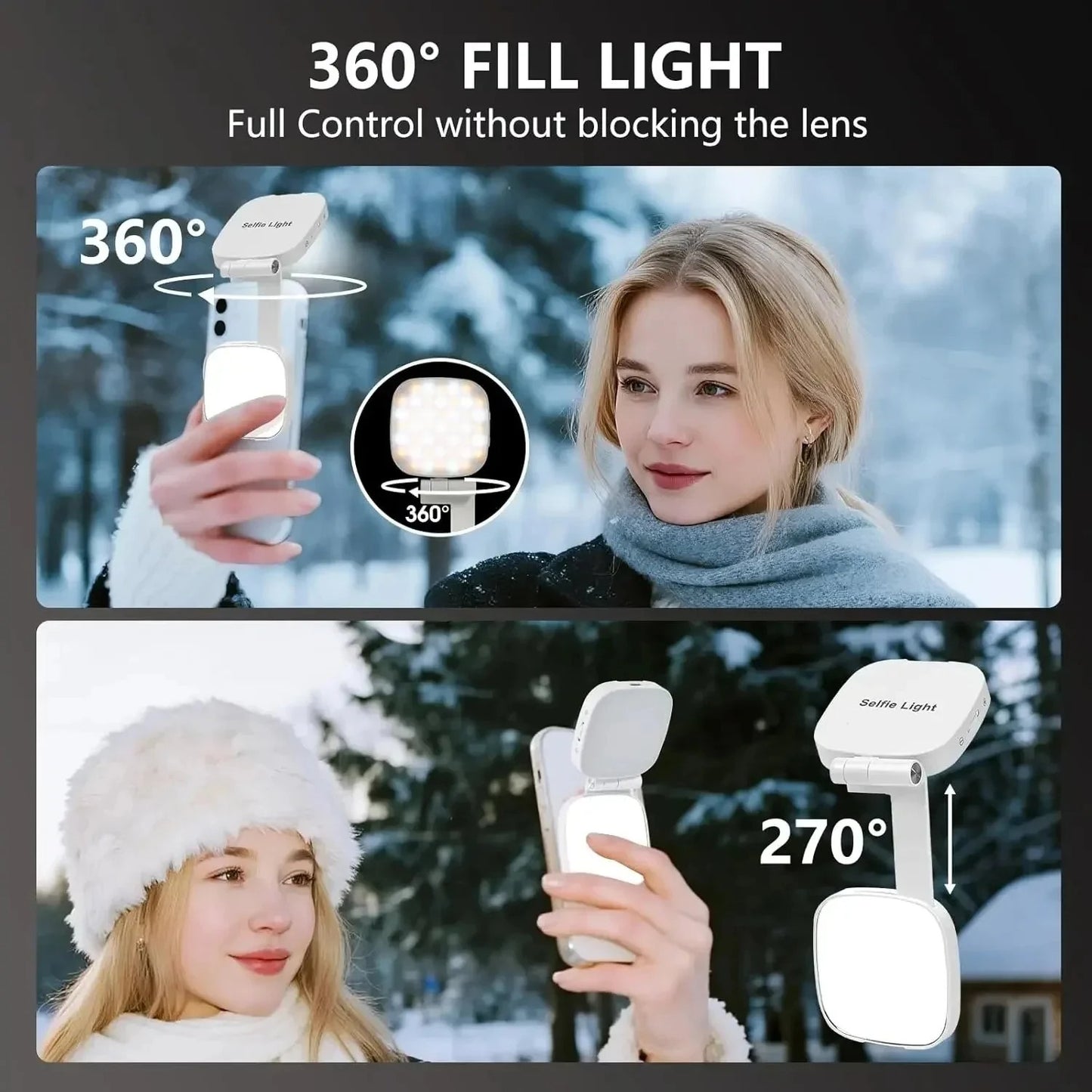 SnapGlow Portable Magnetic Selfie Ring Light with Mirror