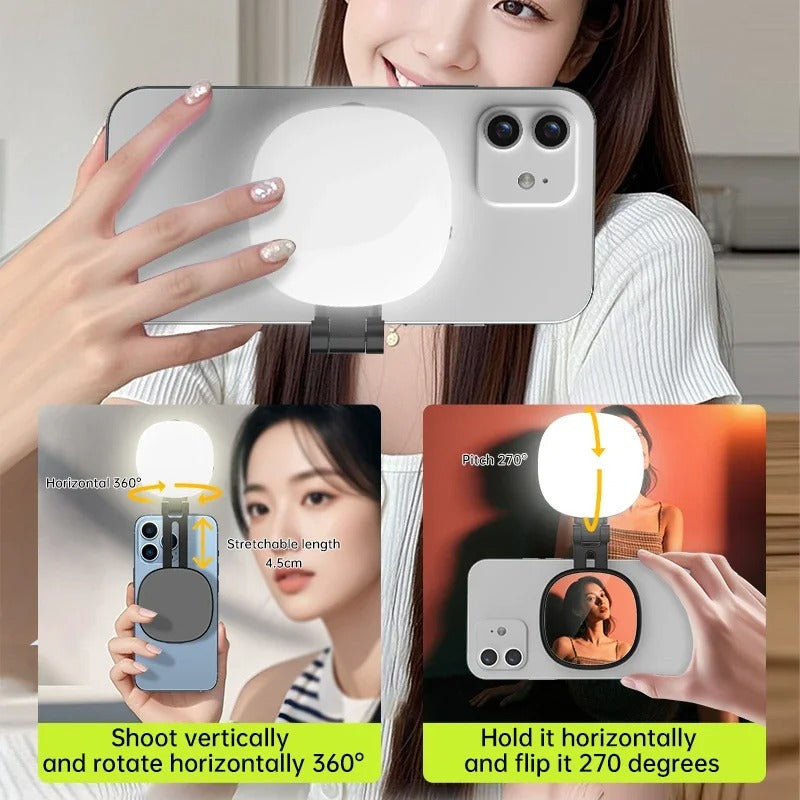 SnapGlow Portable Magnetic Selfie Ring Light with Mirror