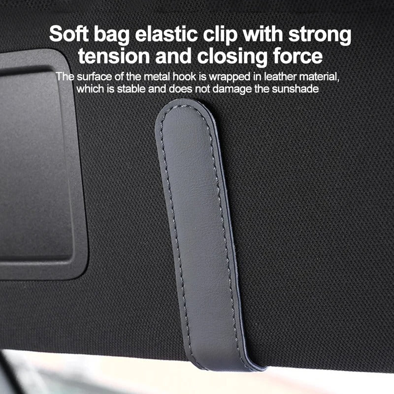 LuxRide™ Universal Magnetic Leather Car Visor Sunglasses Hanger