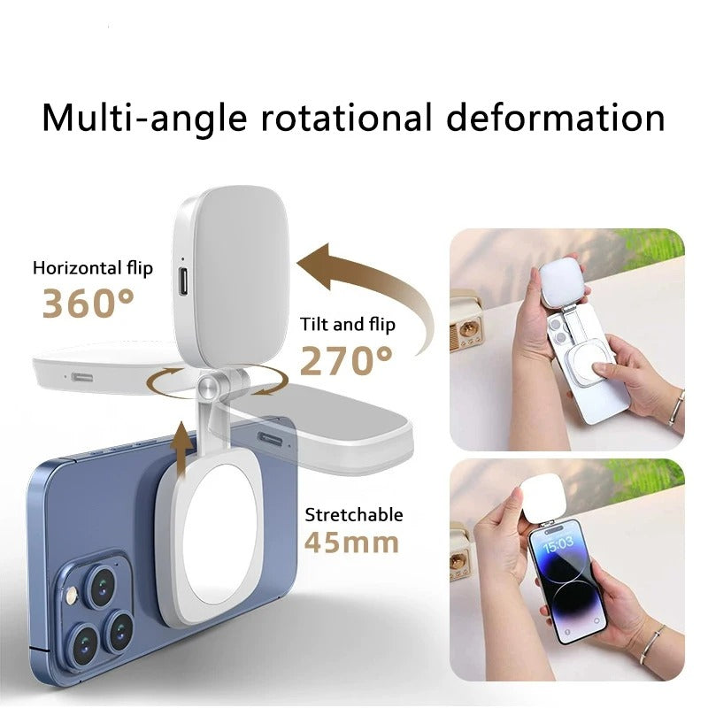 SnapGlow Portable Magnetic Selfie Ring Light with Mirror