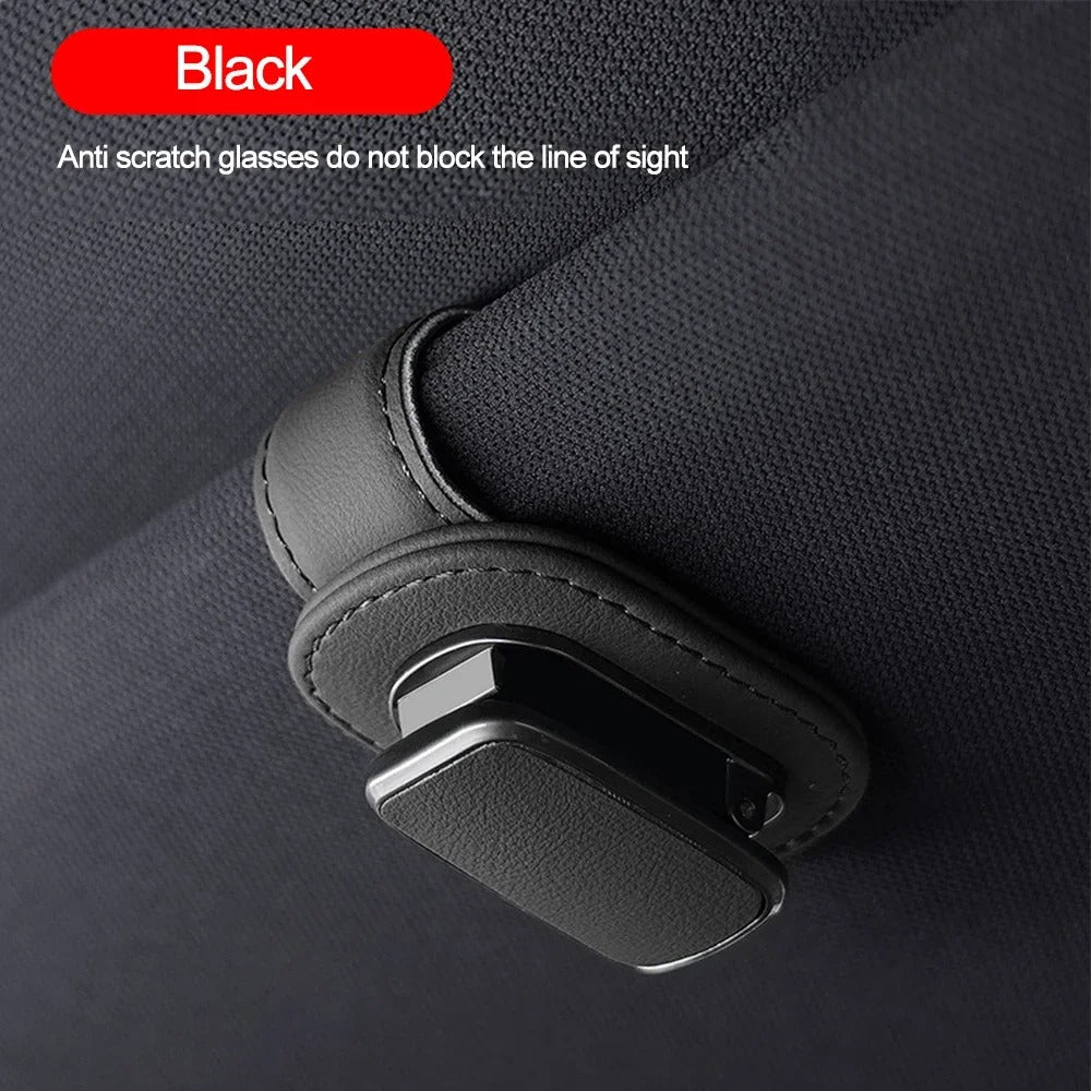 LuxRide™ Universal Magnetic Leather Car Visor Sunglasses Hanger