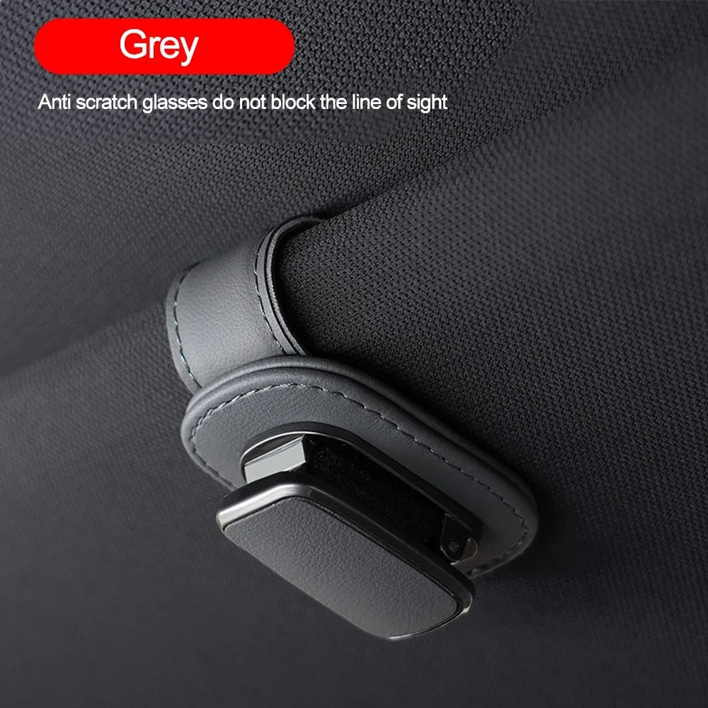 LuxRide™ Universal Magnetic Leather Car Visor Sunglasses Hanger